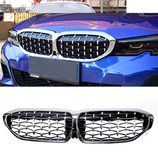 BMW 3 SERIES G20 G21 CHROME / BLACK DIAMOND FRONT KIDNEY GRILLES GRILLS UK