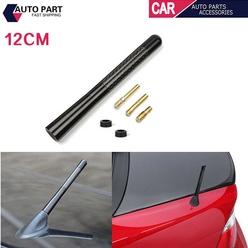 12CM Universal Car Bee-sting Stubby Black Carbon Fibre Aerial Ariel Arial AM/FM