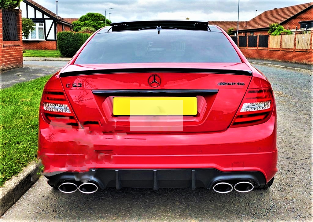 Mercedes C Class Coupe C63 AMG Style W204 Gloss Black Lip Spoiler 2011-15