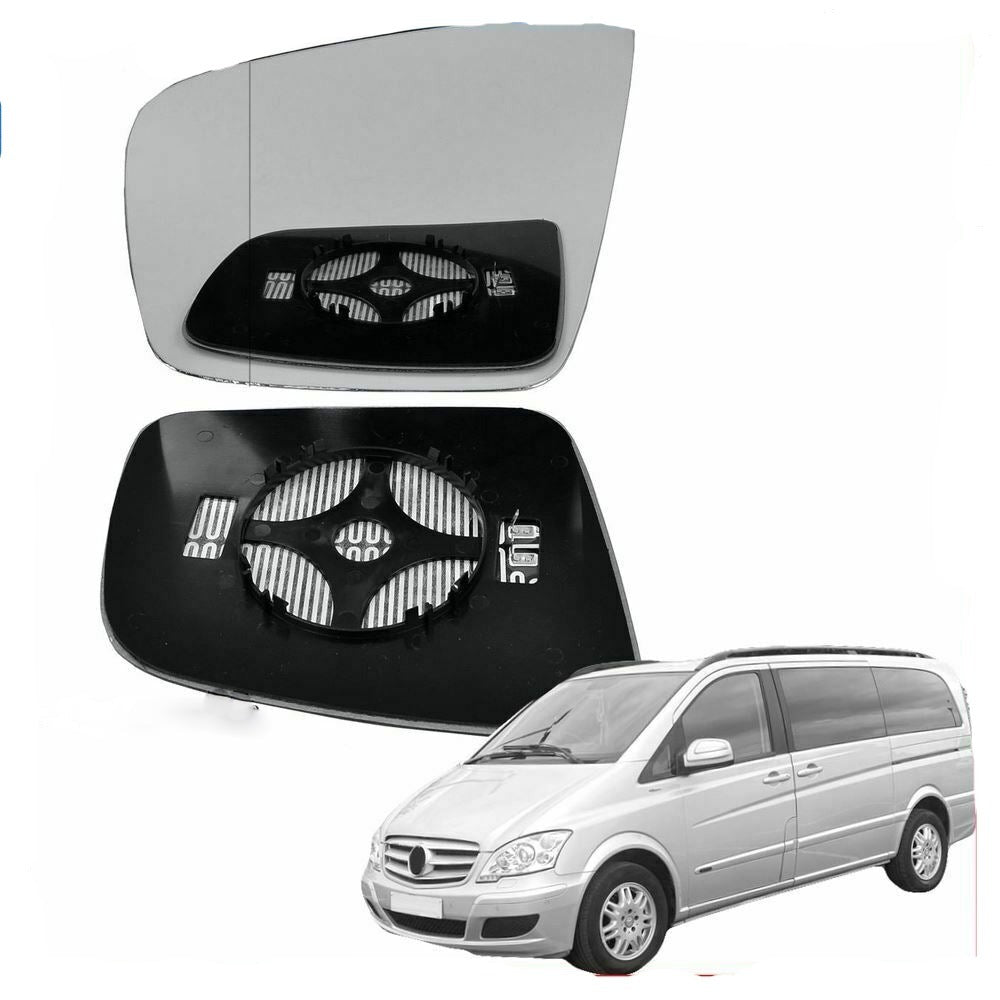 Left passenger side wing mirror glass for Mercedes Benz Viano W639 10-14 heated