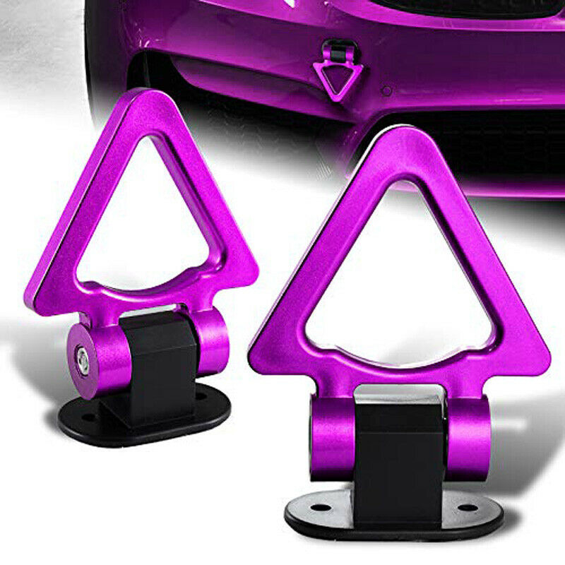 1xTriangle Purple High-Strength Racing Car Tow Strap Front Bumper Hook Auto