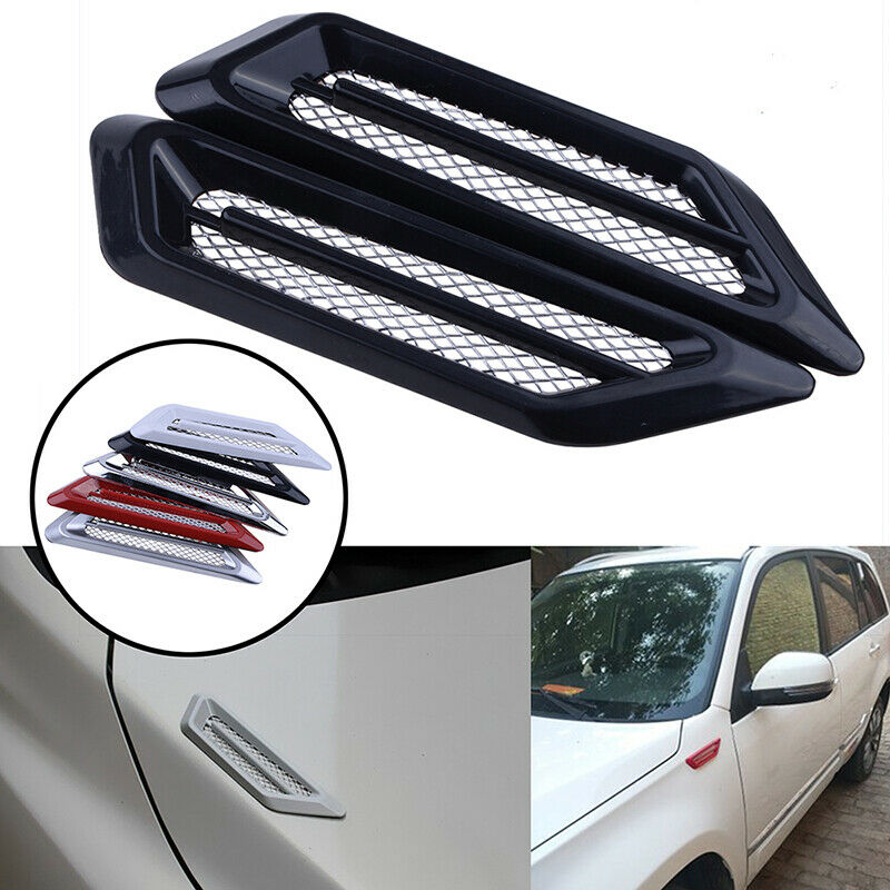 2x Black Car Decor Air Flow Intake Scoop Bonnet Side Fender Vent Hood UK ABS USE