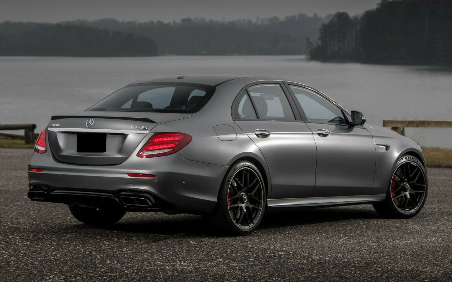 MERCEDES E CLASS W213 E63 LOOK AMG REAR BUMPER DIFFUSER TAILPIPES GLOSS BLACK