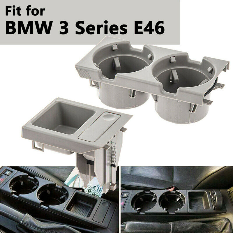 Grey Center Console Cup Drinks Holder+Coin Storage For BMW 3 Series E46 99-06