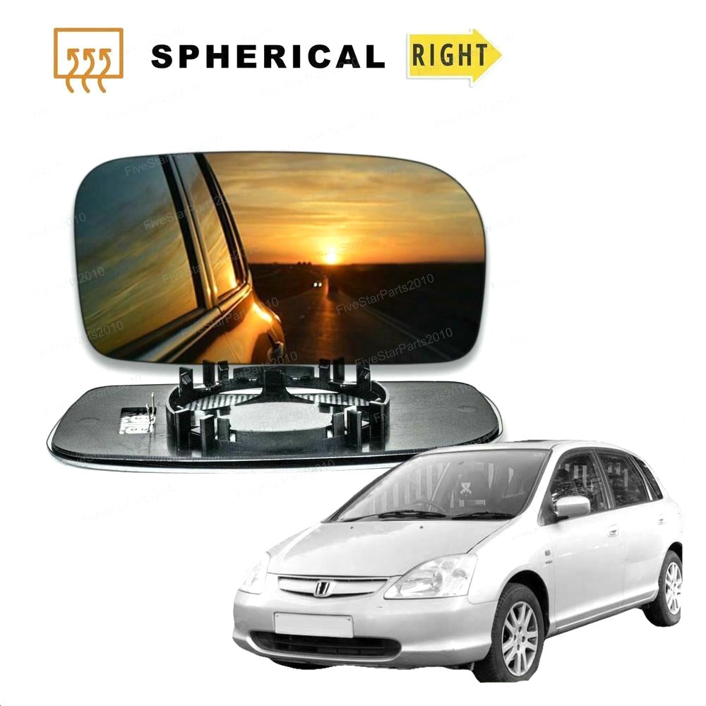 Right Driver side wing mirror glass for Honda Civic 2001-05 Heated