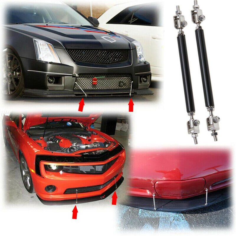 Universal 3.9inch Adjustable Bumper Lip Splitter Rod Strut Bar Support Black AH