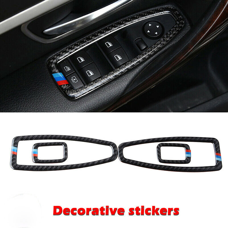 Set Real Carbon Fiber Window Switch Interior Trim For BMW 3 4 Series F30 F34 UK