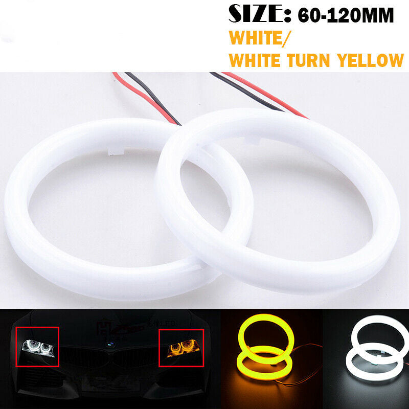 60-120mm COB LED Headlight Rings Halo Angel Eyes Fog Light Daytime Running UK ae
