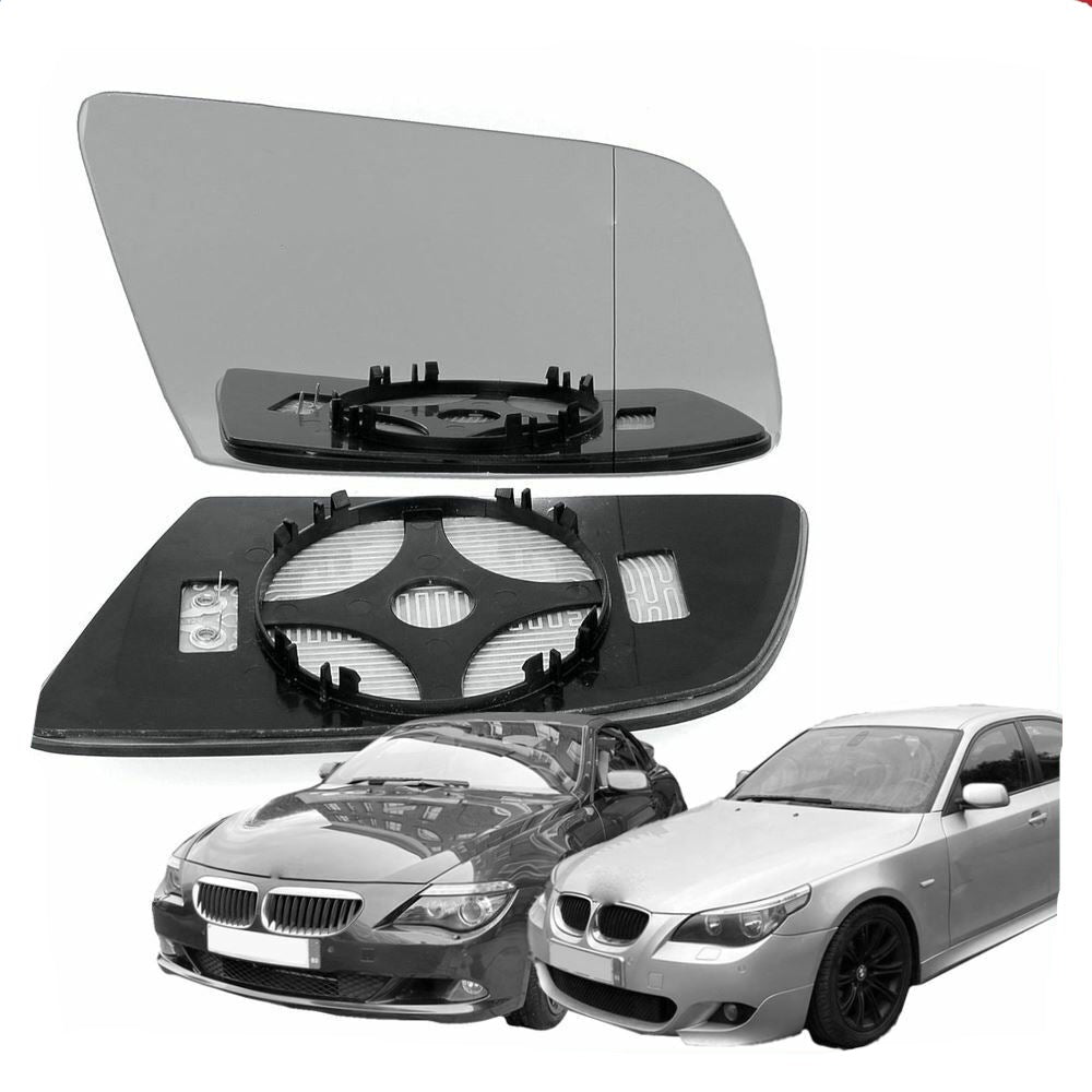 Right Driver side wing mirror glass for BMW 5 6 Series 2003-2010 Heated Blue