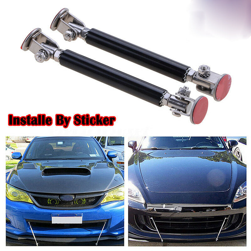 75mm Black Adjustable Car Front Rear Bumper Lip Splitter Strut Rod Support Bars