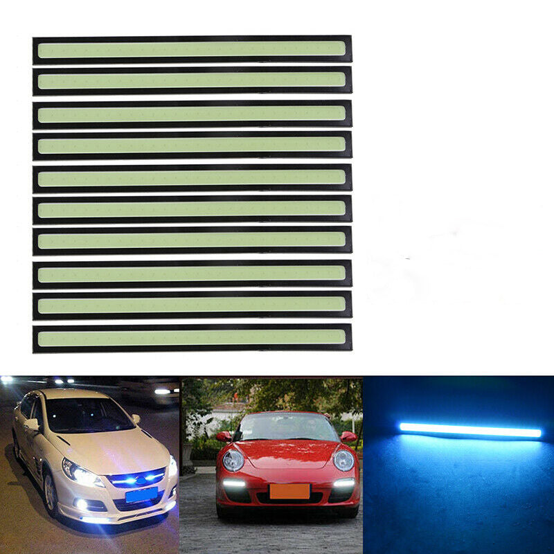 UK 10pcs IceBlue LED Strip Car DRL Running Daytime Light COB Driving Lights 17CM