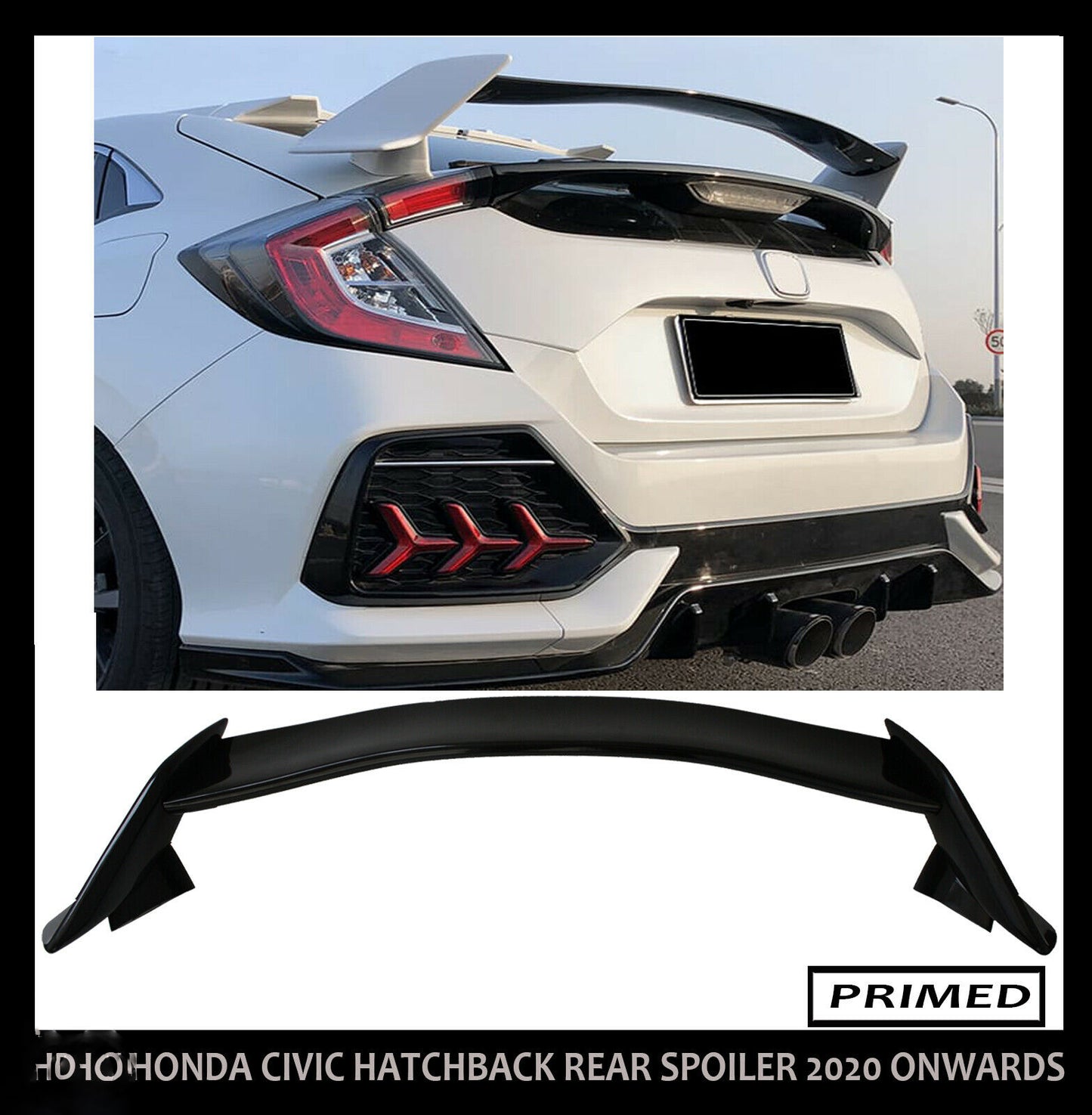 HONDA CIVIC HATCHBACK TR STYLE ROOF SPOILER BOOT LIP HOOD SPOILER 2020 UNPAINTED