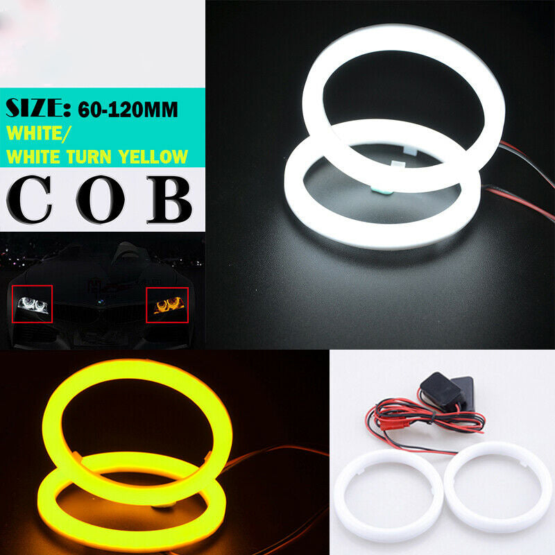 Pair White Halo Fog Light Rings Angel Eyes Headlight Kit 70/80/90/100/110/120MM