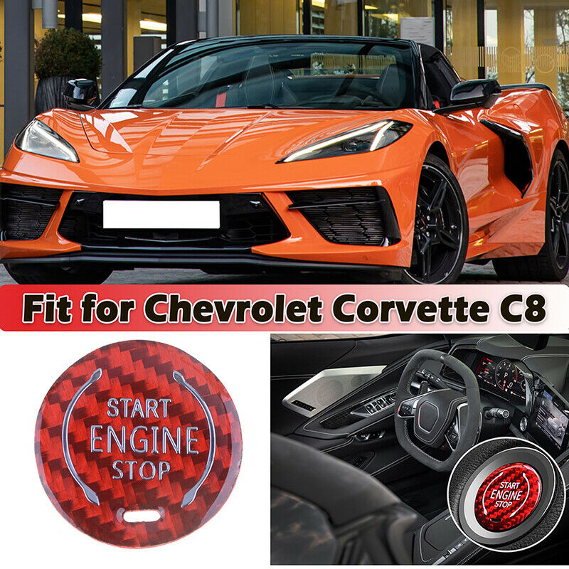 Carbon Fiber Red Engine Start Button For Chevrolet Corvette C8 Z51 2020-2022
