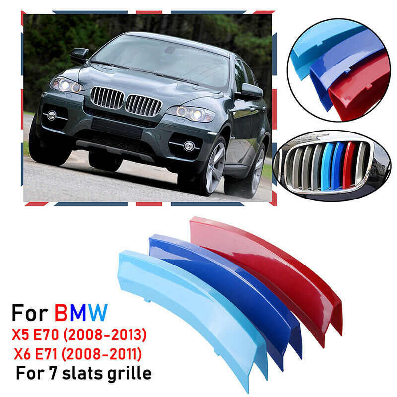 For 2008-2013 Car X5 E70 Kidney Grille Gill M Sport 3 Colour Cover Stripe Clips