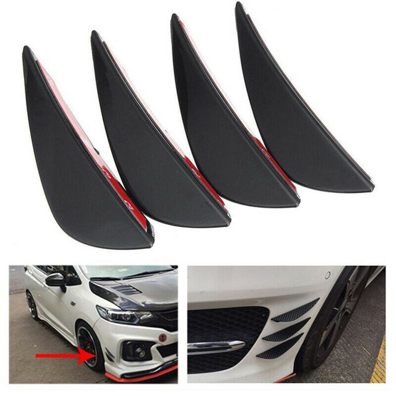 4*Universal Car Front Bumper Lip Splitter Fin Body Spoiler Canards Trim Black