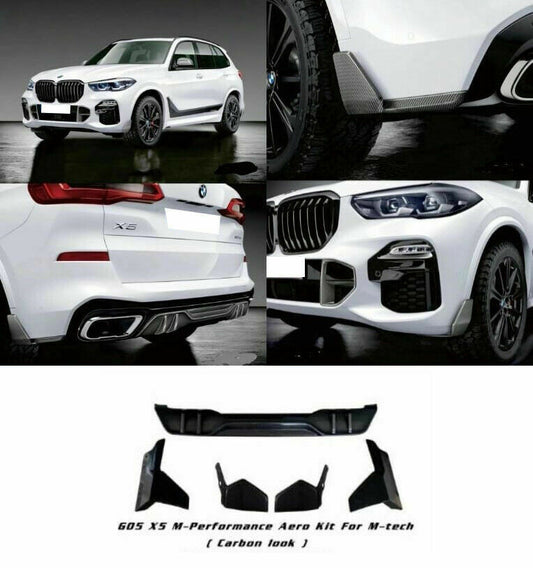 BMW X5 G05 M PERFORMENCE AERO BODYKIT FRONT SPLITTER REAR DIFFUSER CARBON LOOK