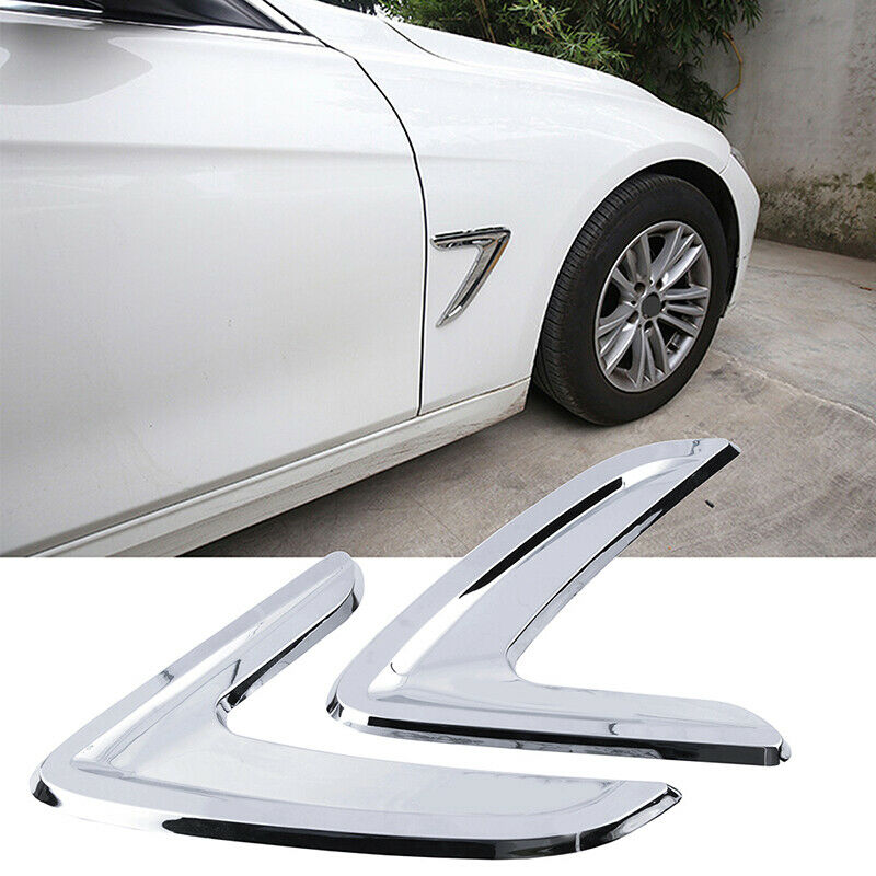Chrome Silver Air Vent Side Marker Fender Covers Decor Trim For Universal Car