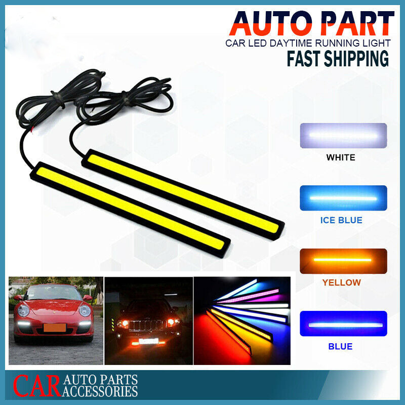 UK LED Strip Car DRL Running Daytime Light COB Driving Fog Lights Waterproof ea