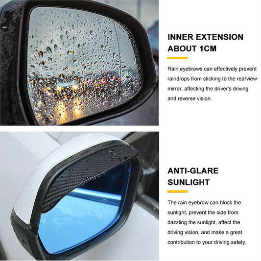 2X Car Black RearView Side Mirror Rain Board Eyebrow Guard Sun Visor Accessories