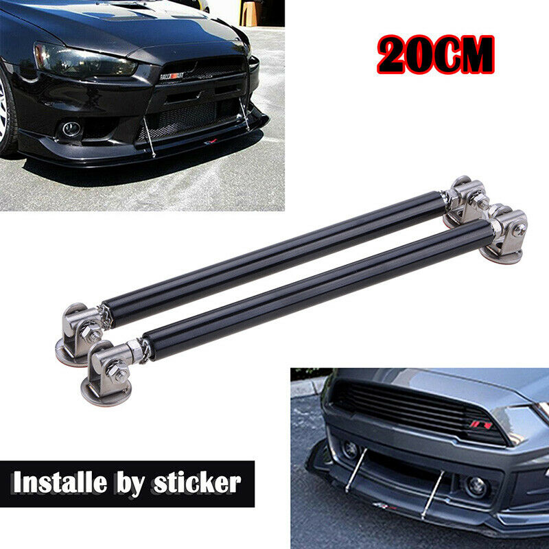 200mm Black Adjustable Car Front Rear Bumper Lip Splitter Strut Rod Support Bars