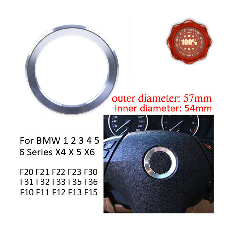 Silver Car Steering Wheel Center Ring Cover Interior Accessories Decor For BMW H