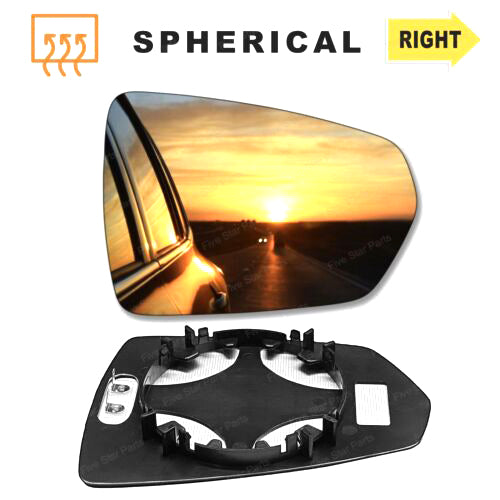 For VW Polo Right Driver side wing mirror glass 2018-2022 heated