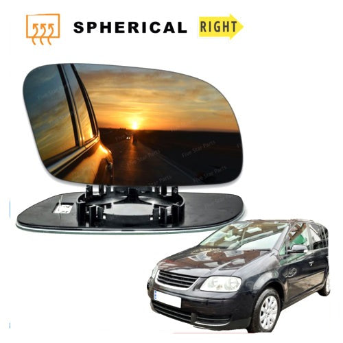 Right Driver side wing mirror glass for Volkswagen Touran 03-09 heated