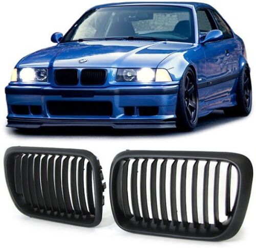 BMW E36 97-00 FACELIFT MATTE BLACK PERFORMANCE FRONT KIDNEY GRILLES GRILLS UK