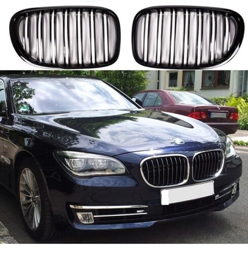 BMW F01 F02 LCI 12-15 gloss shiney black front kidney grilles double twin spoke