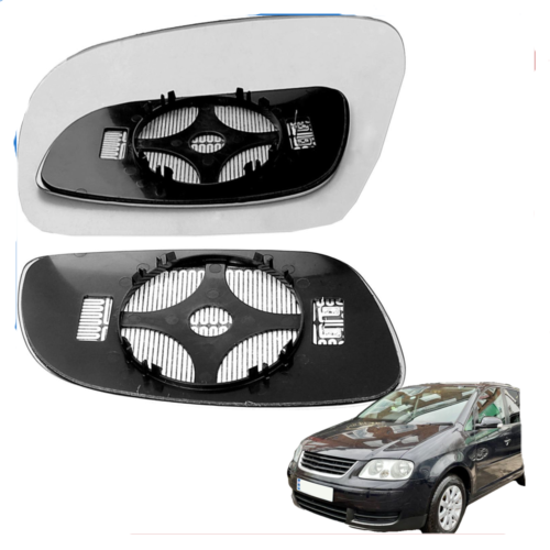 Left passenger side wing mirror glass for Volkswagen Touran 03-09 heated