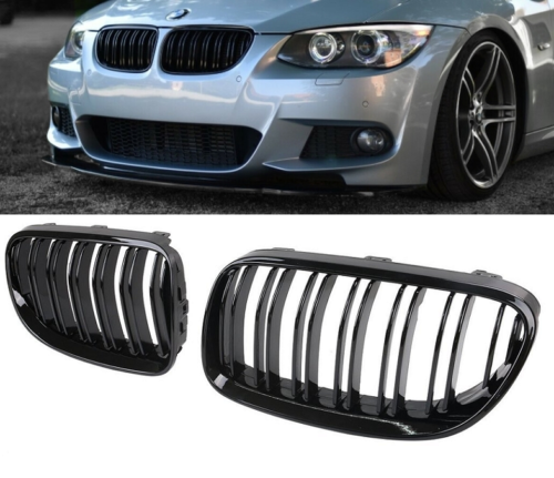 BMW E92 E93 10-13 LCI gloss black front kidney grilles grills double spoke UK.