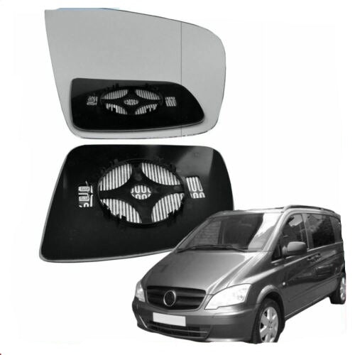 For Mercedes Vito Right Driver wing mirror glass 2010-14 side Wide Angle Heated