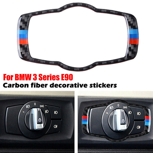 For BMW 3 Series E90 E92 E93 2005-12 Carbon Fiber Headlight Switch Frame Trim ae