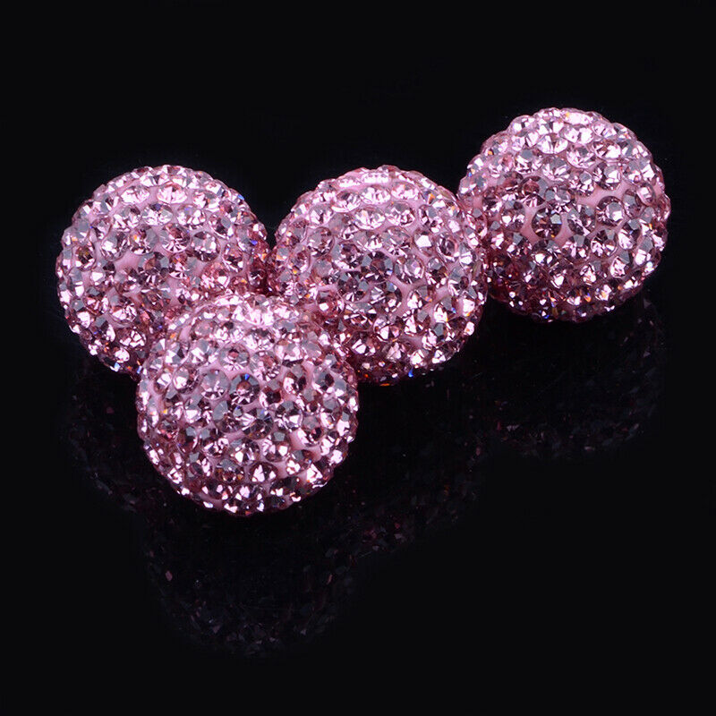 4Pcs Pink Car Rhinestone Tire Valve Caps Diamond Shining Air Caps Accessories