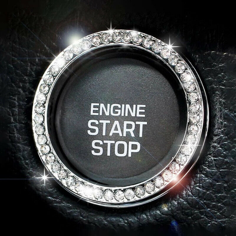 Auto Car SUV Decorative Silver Accessories Button Start Switch Diamond Ring UK a