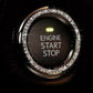 Auto Accessories Car Decorative Silver Button Start Switch Diamond Ring White