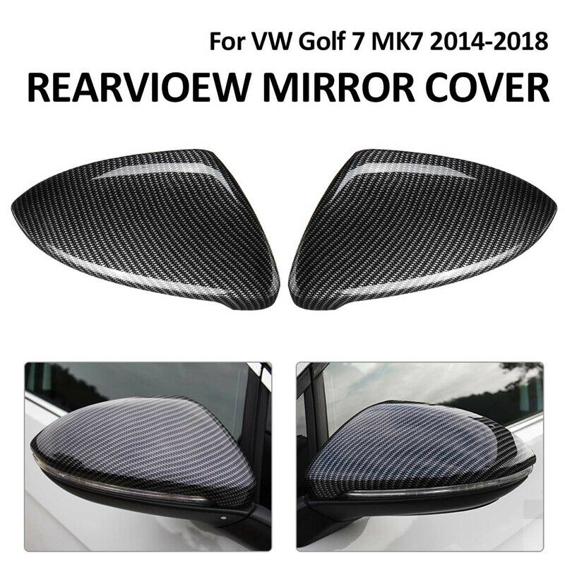 Carbon Fiber Wing Mirror Cover Caps Casing For VW Golf Mk7 Mk7.5 R GTI 2013-2018