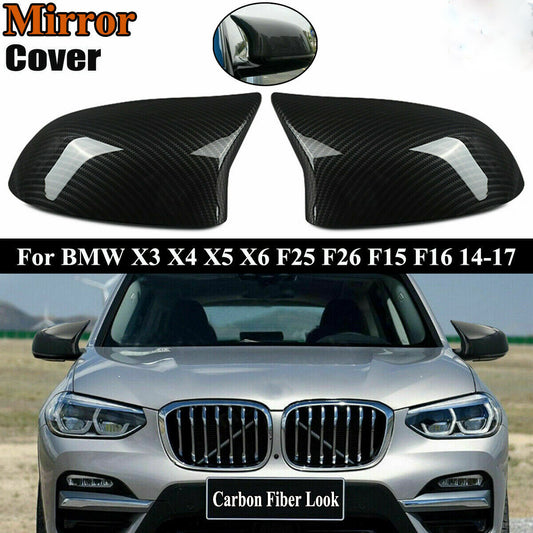 Carbon Fibre Wing Mirror Cover Cap For BMW X3 F25 X4 F26 X5 F15 X6 F16 2015-2018