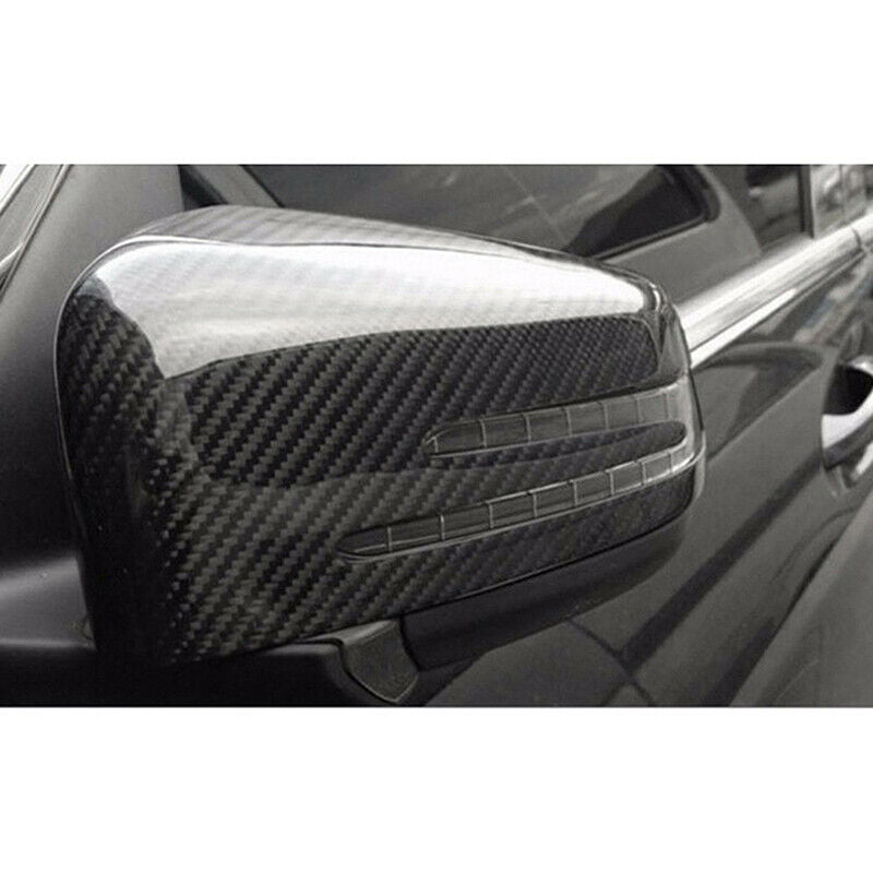 Pair Carbon Wing Mirror Cover Cap For Mercedes Benz W204 C207 W212 W221 E250 UK