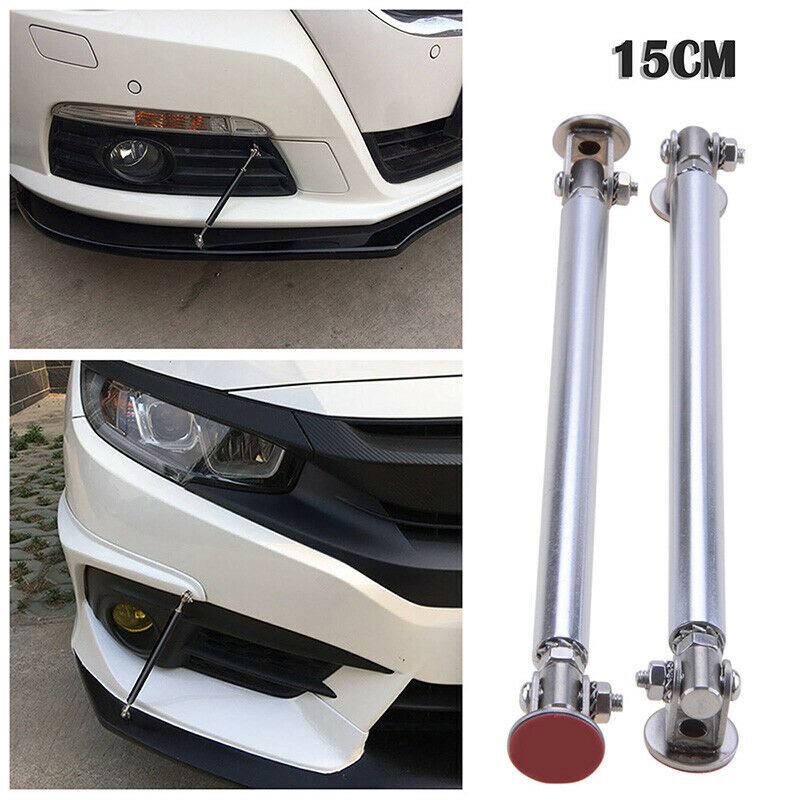 15cm Silver Adjustable Car Front Rear Bumper Lip Splitter Strut Rod Support Bars