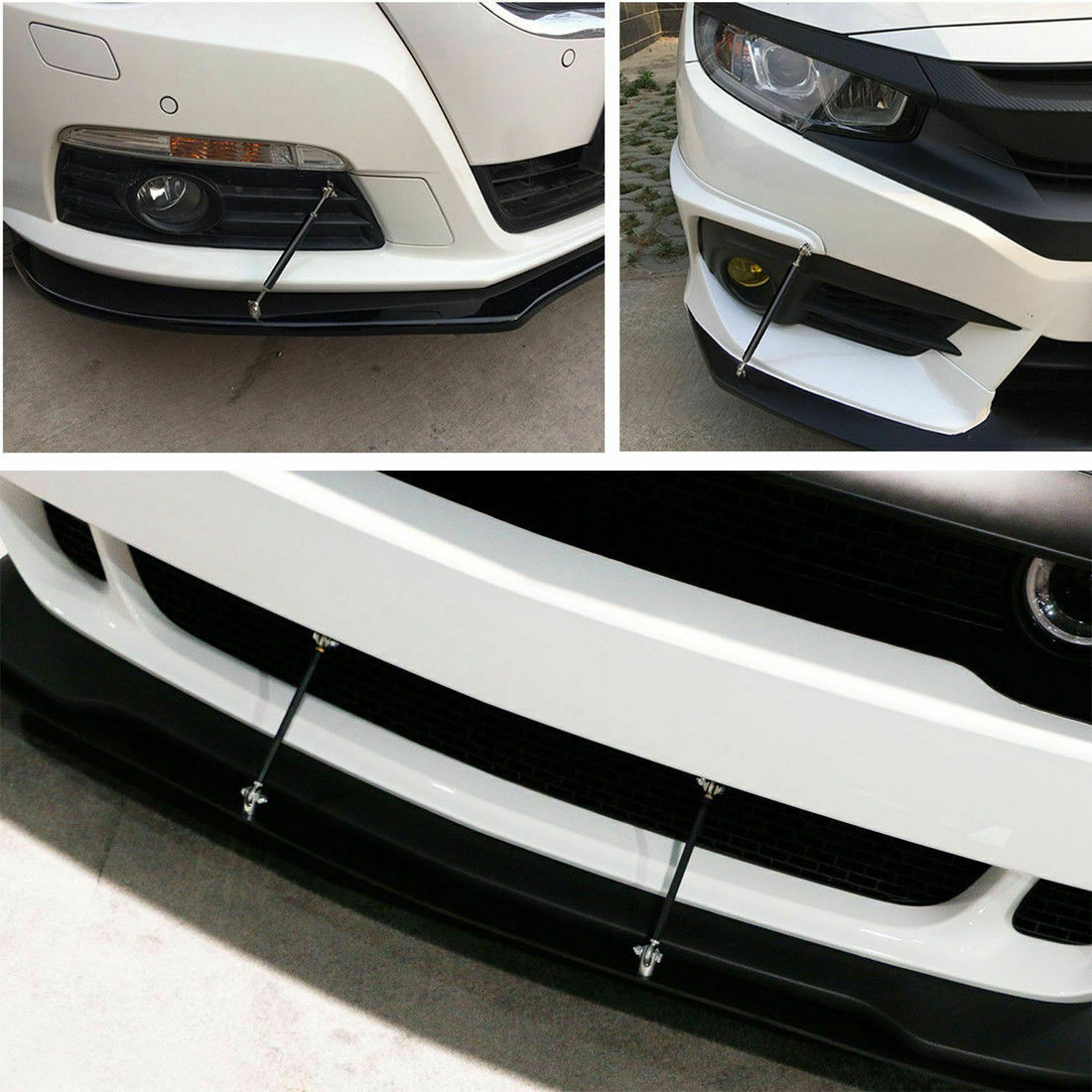15cm Silver Adjustable Car Front Rear Bumper Lip Splitter Strut Rod Support Bars