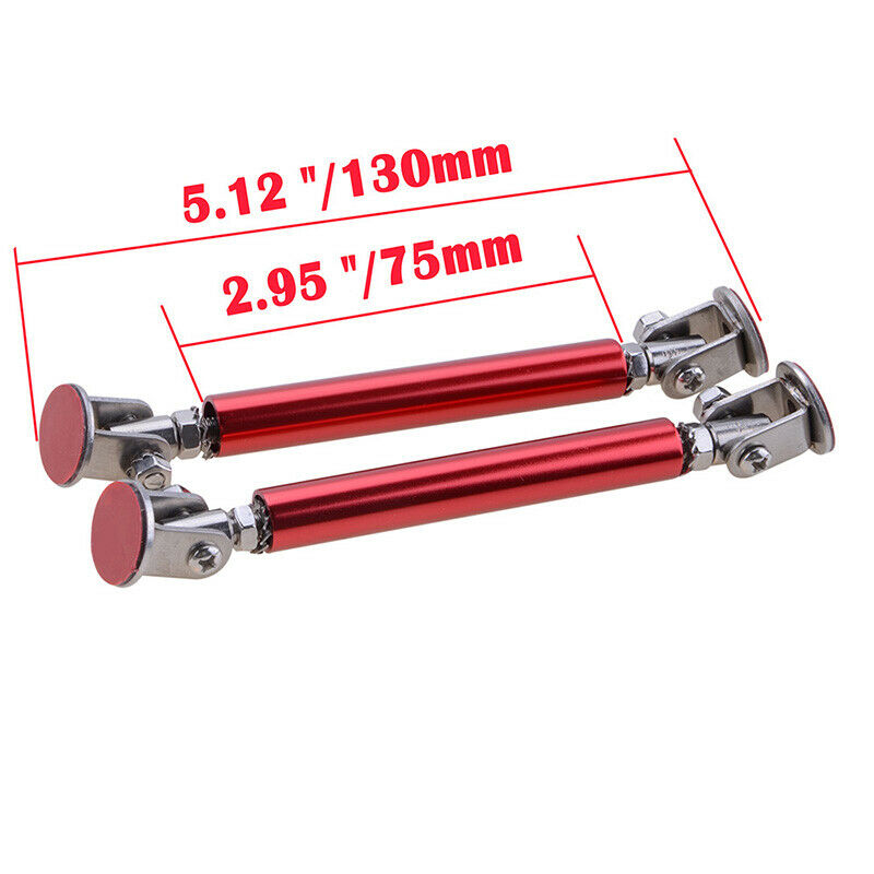 75mm Red Adjustable Car Front Rear Bumper Lip Splitter Strut Rod Support Bars