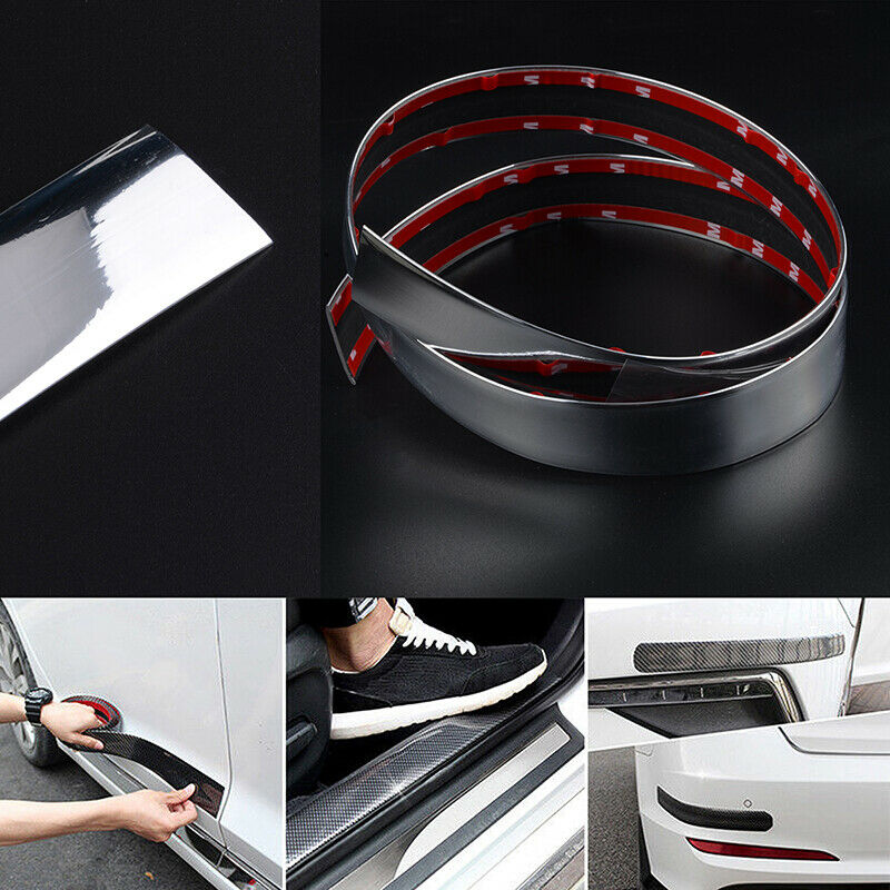1M 5CM Car Door Sill Protector Seal Strip Trim Edge Bumper Guard Scratch Chrome