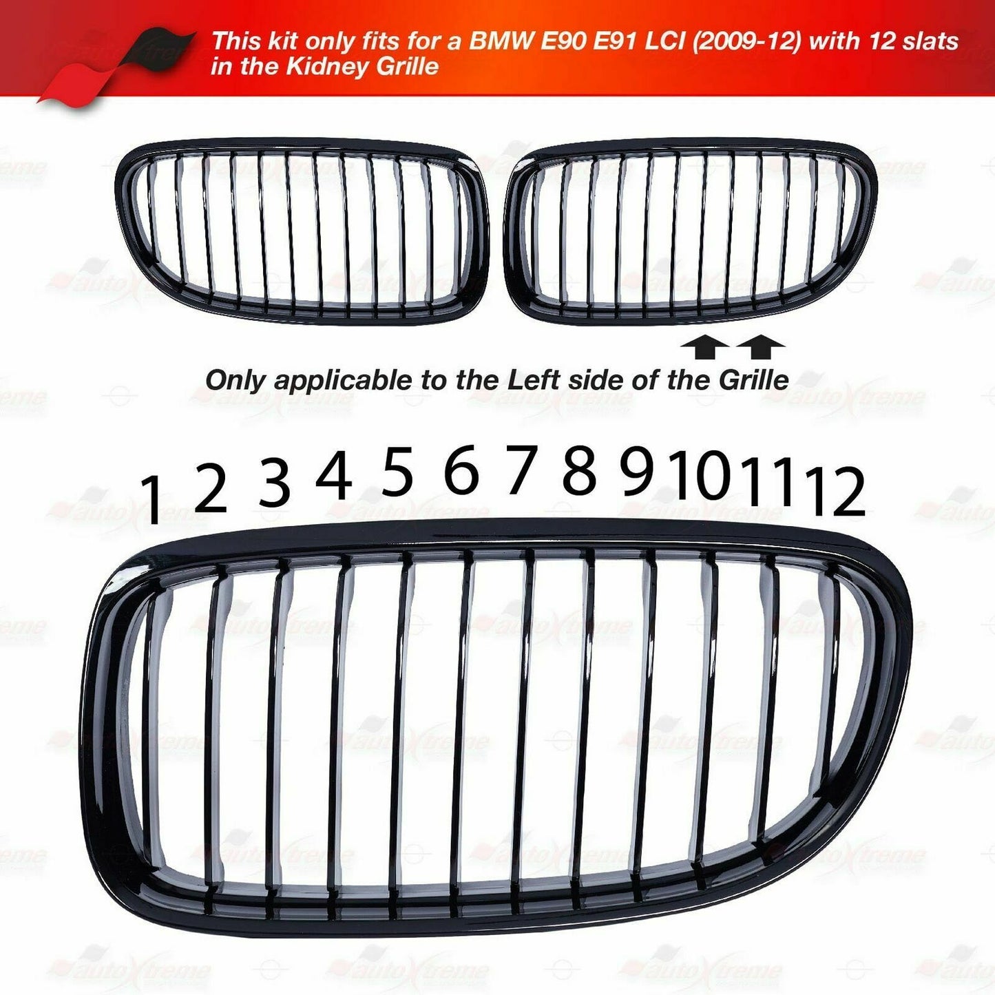 Car M Color Grille Cover Decal Stripe Clip Trim For BMW 3 Series E90 E91 2009-12