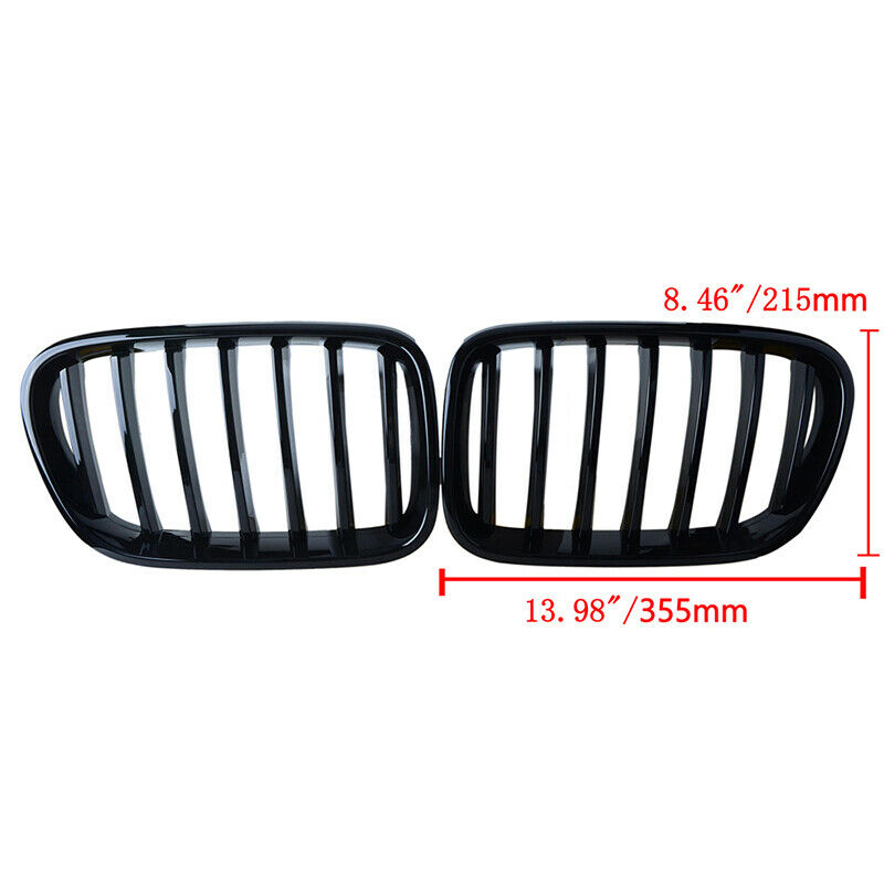 For BMW F25 X3 2011-2014 Front Bumper Kidney Grille Grill Gloss Black Dual Slats