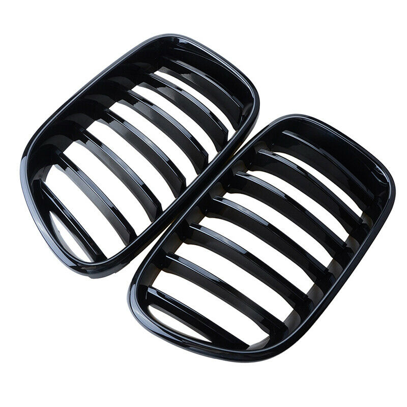 For BMW F25 X3 2011-2014 Front Bumper Kidney Grille Grill Gloss Black Dual Slats