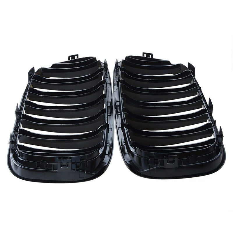 For BMW F25 X3 2011-2014 Front Bumper Kidney Grille Grill Gloss Black Dual Slats