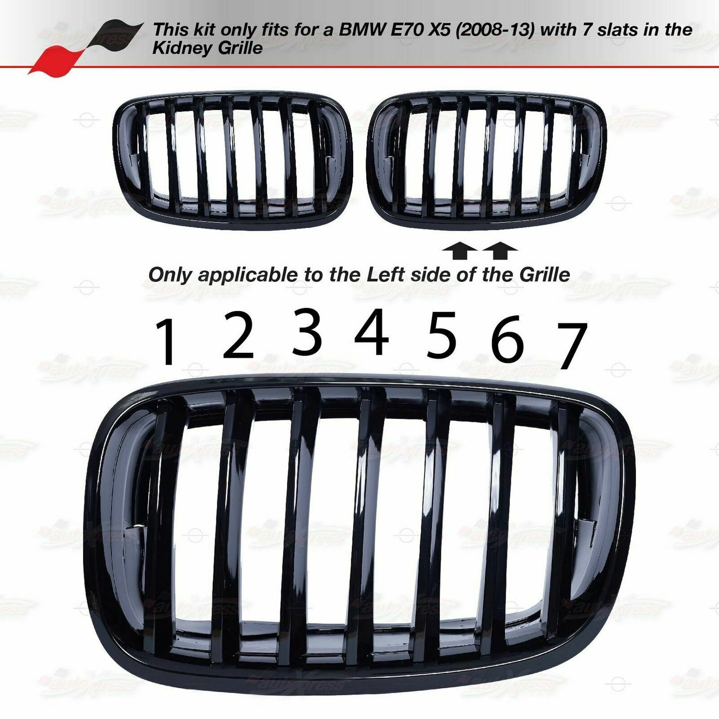 For 2008-2013 Car X5 E70 Kidney Grille Gill M Sport 3 Color Cover Stripe Clips