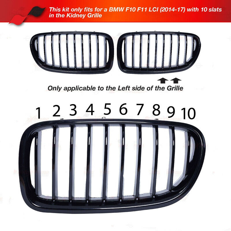 M Sport Kidney Grille Grill 3 Color Cover Stripe Clip For BMW 5 Series F10 14-17